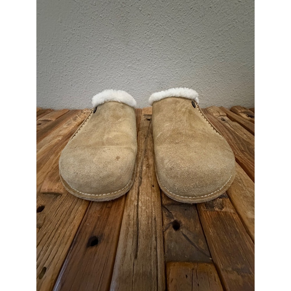 Birkenstock Zermatt Slipper Size 42 Tan Suede Shearling Lined Clog 1015080